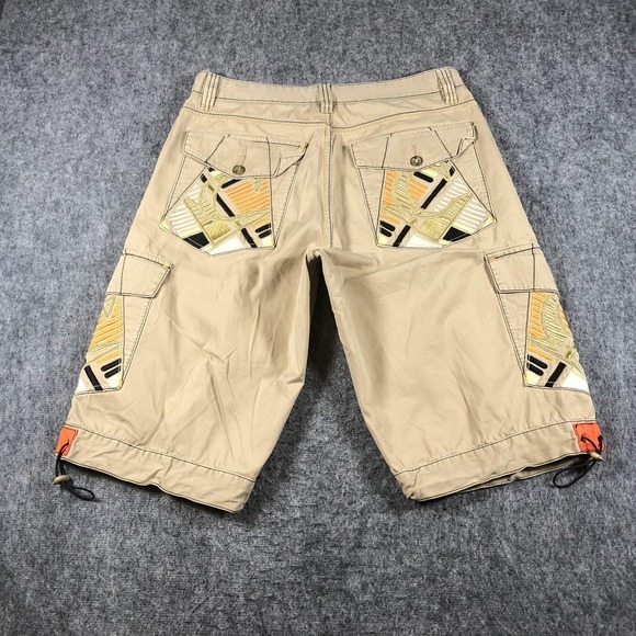COOGI Cargo Shorts Mens 38 Beige Embroidered Drawstring Hip Hop Streetwear Y2K - Picture 16 of 16